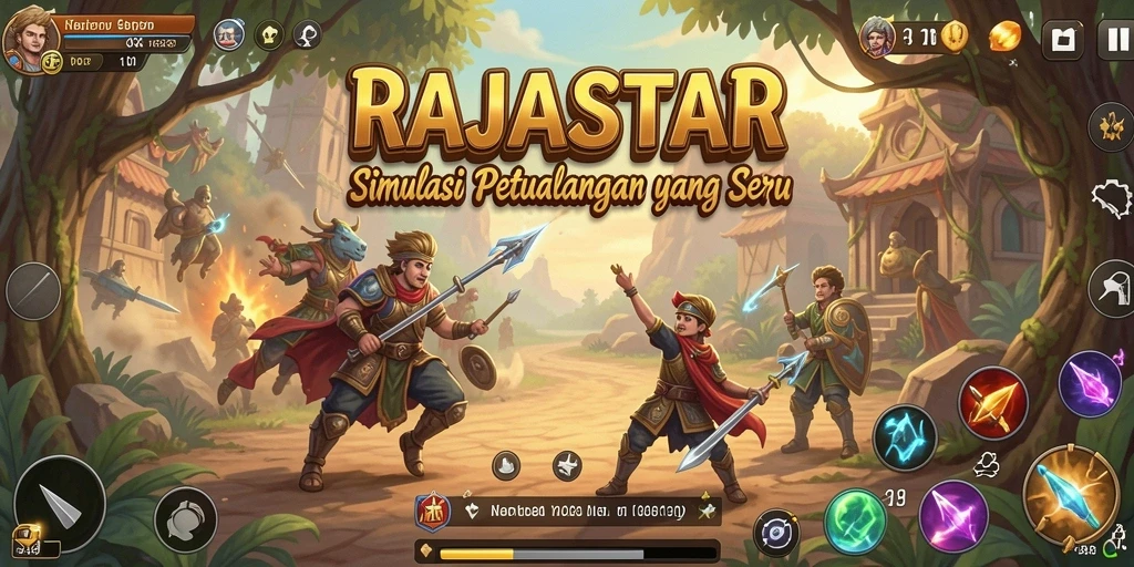 Tampilan gameplay menarik dari RAJASTAR dengan elemen simulasi yang mendalam.