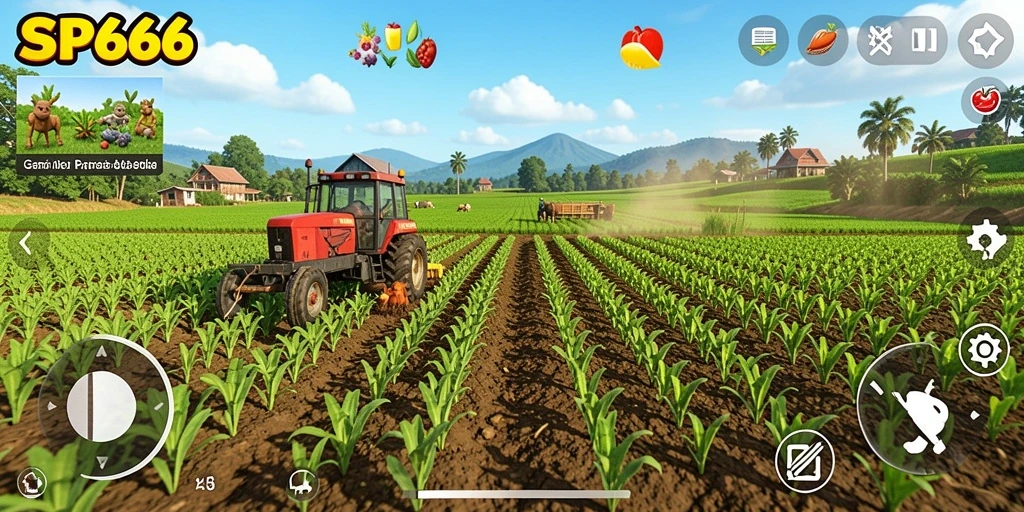 Screenshot SP666 menampilkan keseruan gameplay bertani yang interaktif.
