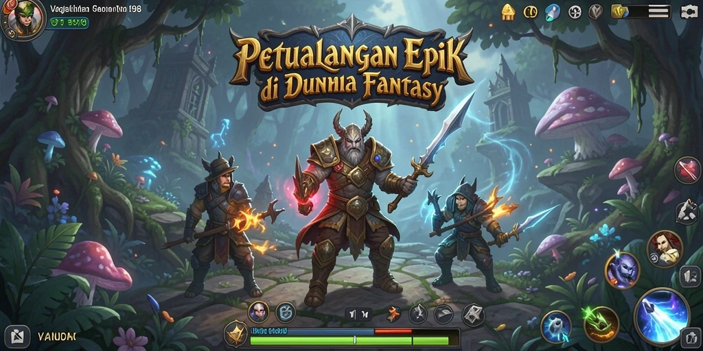 Tampilan gameplay V98 yang intens dan mendalam dalam dunia RPG.